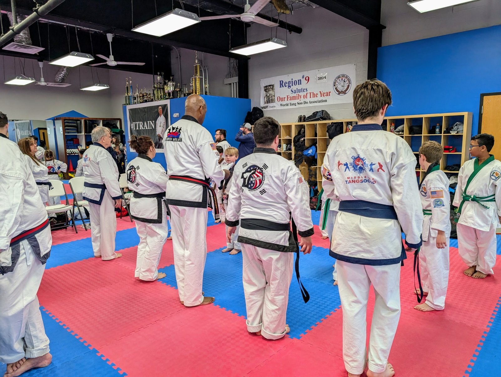 Family back at Tang Soo Do class after Thanksgiving break